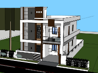 Model sketchup biệt thự phố 2 tầng