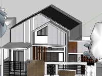 Model sketchup biệt thự phố 2 tầng 7x11.5m