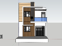 Model sketchup biệt thự phố 2 tầng 7x15m