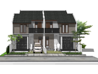 Model sketchup biệt thự song lập mới nhất