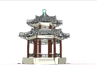 Model sketchup chòi lục giác 2 mái