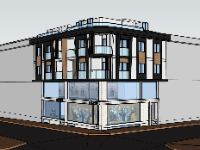 Model sketchup cửa hàng 2 mặt tiền