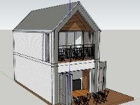 Model sketchup dựng 3D ngoại cảnh Nhà gỗ bungalow