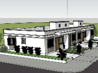 Model sketchup dựng 3d nhà 1 tầng 8.45x23m