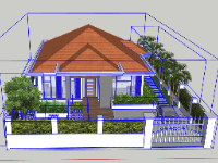 Model sketchup dựng 3d nhà mái nhật 15x17.5m