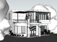 Model sketchup dựng mẫu biệt thự 2 tầng