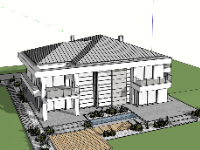Model sketchup dựng nhà ở 19.8x16.7m
