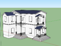 Model sketchup dựng phần thô biệt thự 2 tầng 14.8x17.8m