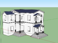 biệt thự 2 tầng,biệt thự sketchup,mẫu sketchup biệt thự 2 tầng