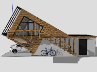 Model sketchup gara ô tô kết hợp phòng làm việc