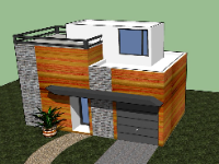 Model sketchup mặt tiền 4.5m nhà phố 1 tầng