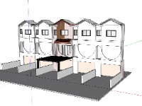 Model sketchup mặt tiền nhà phố 3 tầng