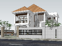 Model Sketchup mẫu Biệt thự 2 tầng