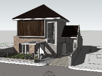 Model sketchup mẫu biệt thự 2 tầng đẹp nhất