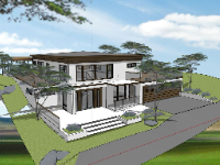 Model sketchup mẫu biệt thự 2 tầng dựng 3d