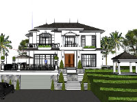 Model sketchup mẫu biệt thự 2 tầng mái nhật