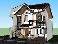 Model sketchup mẫu biệt thự 2 tầng mới nhất