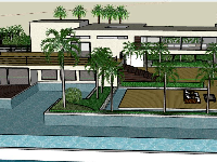 Model sketchup mẫu biệt thự 2 tầng thiết kế đẹp