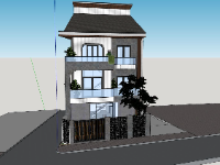 Model sketchup mẫu biệt thự 3 tầng kích thước 8.8x13.2m