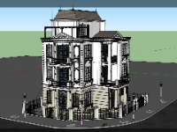 Model sketchup mẫu biệt thự 3 tầng sang trọng