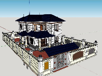 Model Sketchup mẫu nhà biệt thự 2 tầng