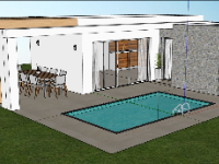 Model sketchup mẫu nhà nghỉ dưỡng có bể bơi