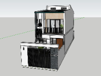 Model sketchup mẫu nhà phố 2 tầng 4.5x20m