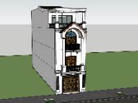 Model sketchup mẫu nhà phố 3 tầng kích thước 5x21m