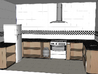 Model sketchup mẫu nội thất phòng bếp đẹp