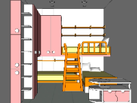 Model sketchup mẫu phòng ngủ cho bé gái