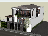 Model sketchup mẫu thiết kế biệt thự 2 tầng