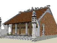 Model sketchup mẫu thiết kế chùa
