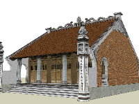 Model sketchup chùa,sketchup thiết kế chùa,model chùa 3d