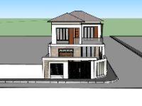 Model sketchup mẫu thiết kế nhà phố 2 tầng 5x21.6m