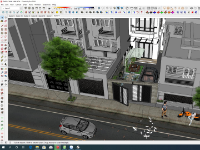 Model Sketchup ngoại thất Nhà phố 3 tầng