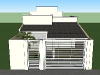 Model sketchup nhà 1 tầng 6.7x21m miễn phí