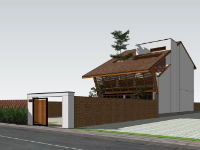 Model sketchup nhà 1 tầng 7x15m