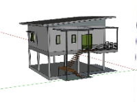 Model sketchup nhà 1 tầng 8.2x8.2m