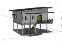 nhà 1 tầng,Model sketchup nhà 1 tầng,mẫu nhà 1 tầng,phối cảnh nhà 1 tầng