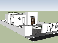 Model sketchup nhà 1 tầng mái bằng