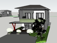 Model sketchup nhà 2 tầng kích thước 9x16.5m