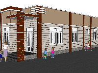 Model sketchup nhà cấp 4 6x22m