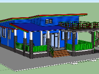 Model sketchup nhà cấp 4 kích thước 12.3x10.7m