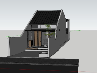 Model sketchup nhà cấp 4 kích thước 5x21m