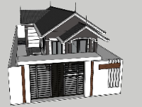 Model sketchup nhà cấp 4 kích thước 6.5x14m