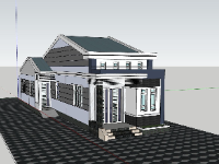 Model sketchup nhà cấp 4 kích thước 6.5x21m