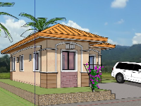 Model sketchup nhà cấp 4 kích thước 6x10.3m