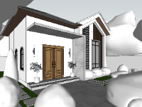 Model sketchup nhà cấp 4 kích thước 6x8m