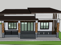 Model sketchup nhà cấp 4 kích thước 8.2x10.2m