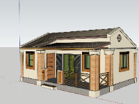 Model sketchup nhà cấp 4 nông thôn 6.2x8.2m